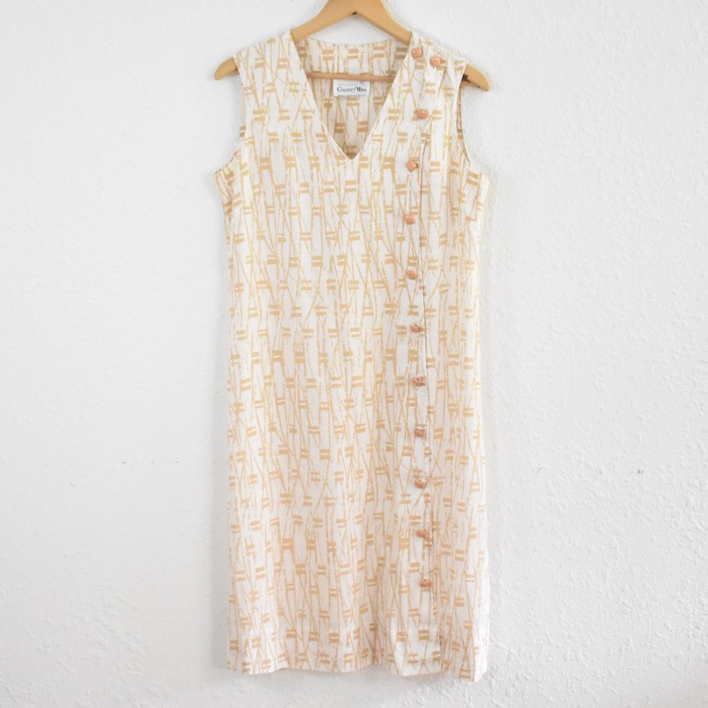 Country Miss Vintage Side Button Sheath Dress Sz 8